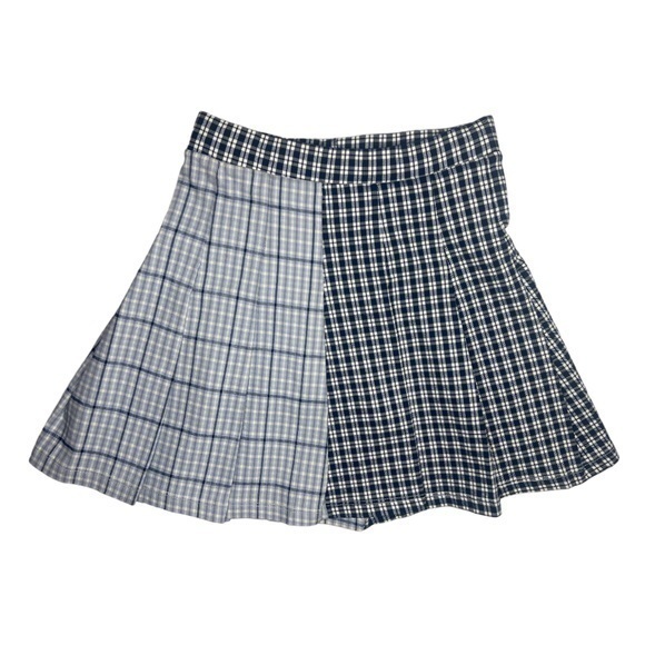 Full Tilt pleated, blue plaid mini skirt - size XS - Picture 1 of 7